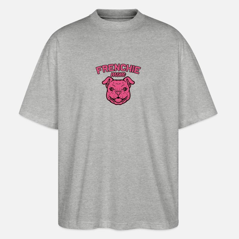 Frenchie Mom - Stanley/Stella Oversized Unisex Bio T-Shirt Blaster 2.0 - Grau meliert