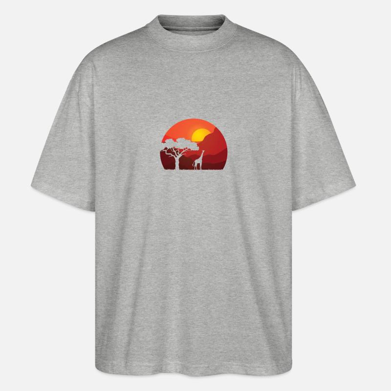 Giraffe Savanne - Stanley/Stella Oversized Unisex Bio T-Shirt Blaster 2.0 - Grau meliert