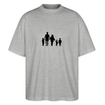 Familie - Stanley/Stella Oversized Unisex Bio T-Shirt Blaster 2.0 - Grau meliert - Vorne - Alina (178cm) & Michal (187cm)
