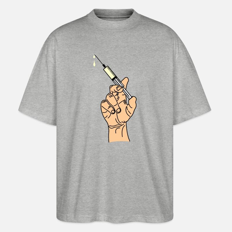 Main avec seringue d’évacuation 5 - T-shirt bio Blaster 2.0 coupe oversize Stanley/Stella Unisexe - gris chiné