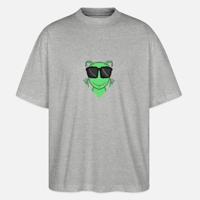 Cooles Alien mit Sonnenbrille - Stanley/Stella Oversized Unisex Bio T-Shirt Blaster 2.0 - Grau meliert