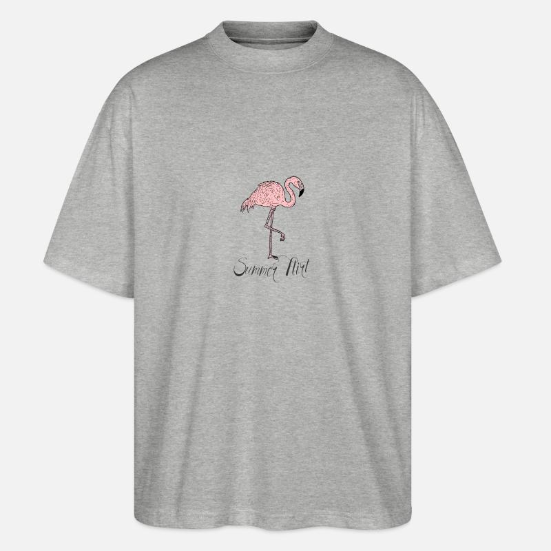 Flamingo - Summer Flirt - Comic - Stanley/Stella Oversized Unisex Bio T-Shirt Blaster 2.0 - Grau meliert