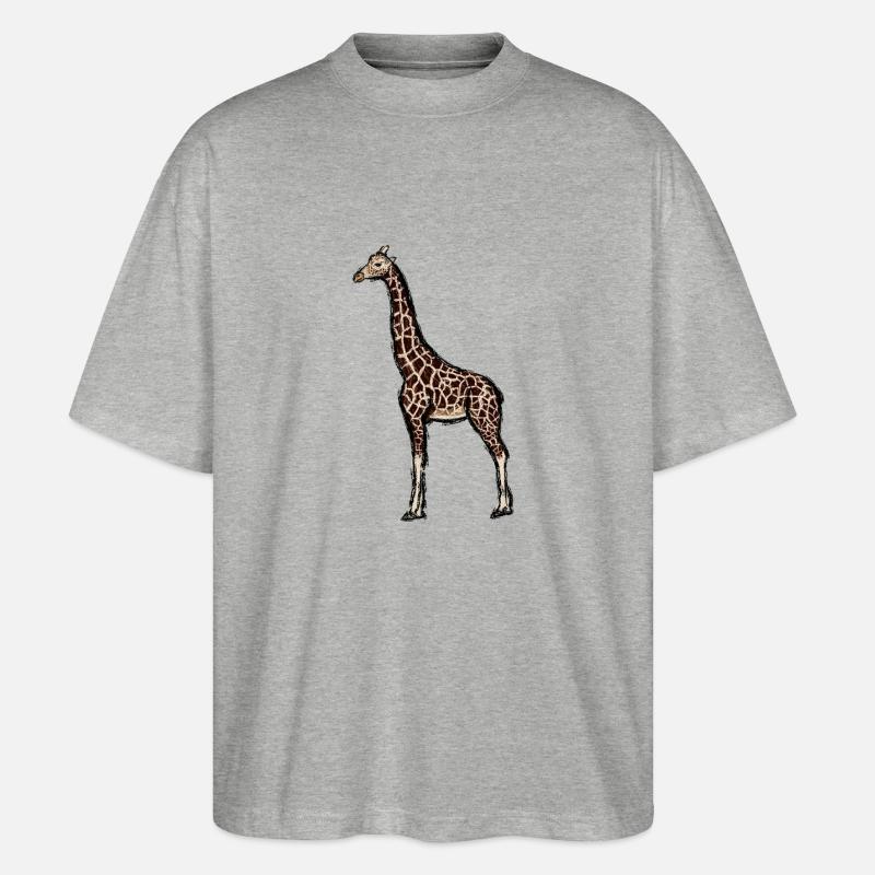Design mit einer Giraffe 1 - Stanley/Stella Oversized Unisex Bio T-Shirt Blaster 2.0 - Grau meliert