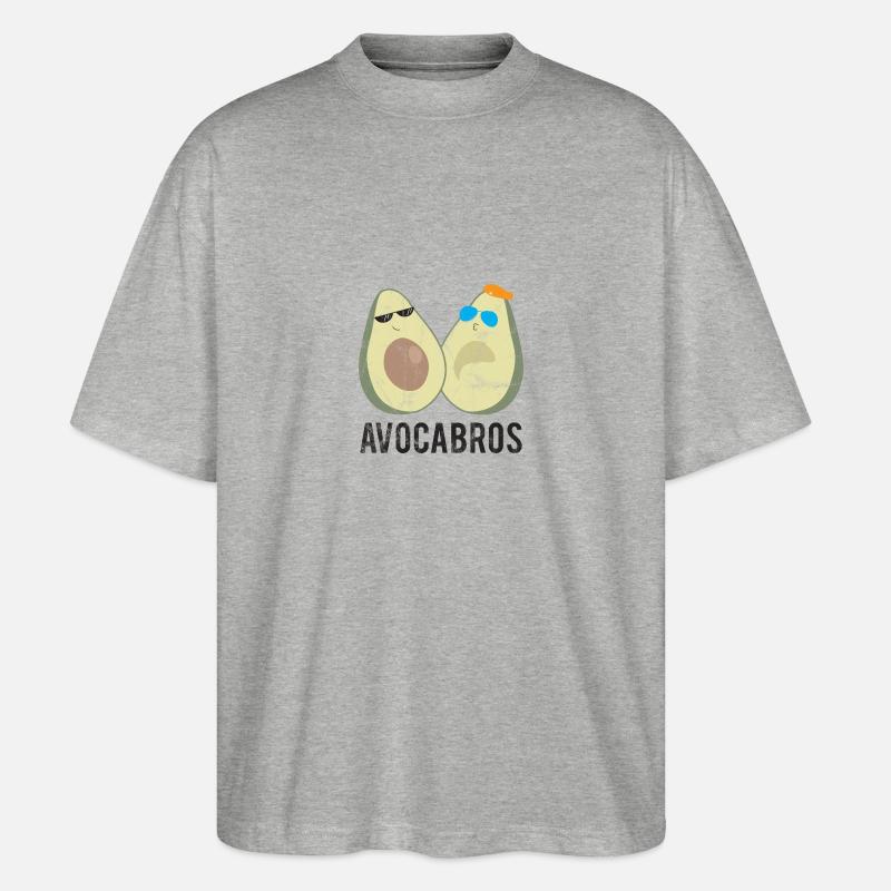 Frucht / Früchte: Avocado - Avocabros - BFF - Stanley/Stella Oversized Unisex Bio T-Shirt Blaster 2.0 - Grau meliert