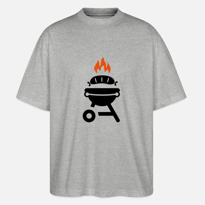 Grill mit Wurst - Stanley/Stella Oversized Unisex Bio T-Shirt Blaster 2.0 - Grau meliert