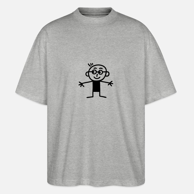 Männchen mit Brille - Stanley/Stella Oversized Unisex Bio T-Shirt Blaster 2.0 - Grau meliert