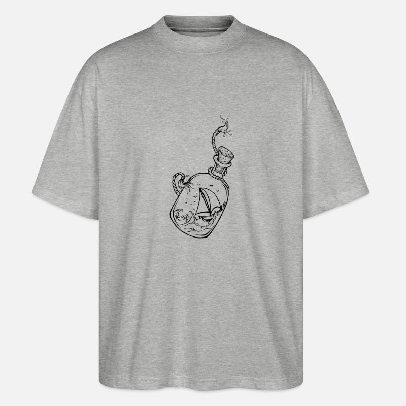 Flasche am Meer 2 - Stanley/Stella Oversized Unisex Bio T-Shirt Blaster 2.0 - Grau meliert