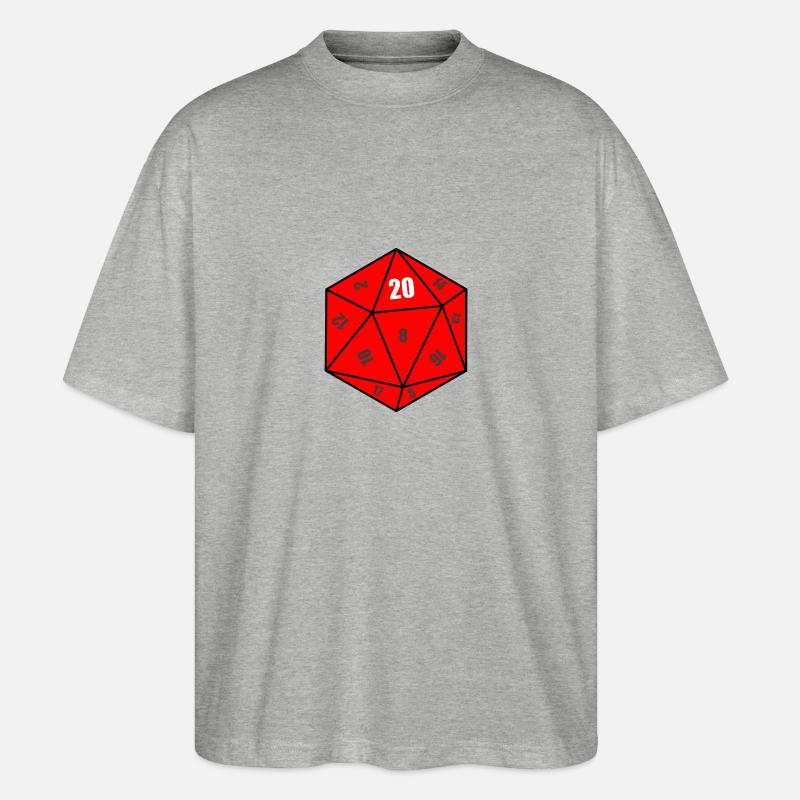 D20 terning - Stanley/Stella Oversize Unisex Øko T-shirt Blaster 2.0 - grå meleret
