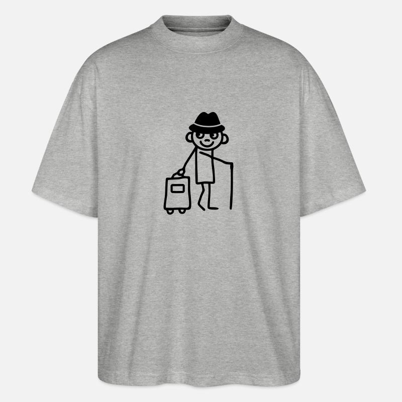 Mann mit Trolley - Stanley/Stella Oversized Unisex Bio T-Shirt Blaster 2.0 - Grau meliert