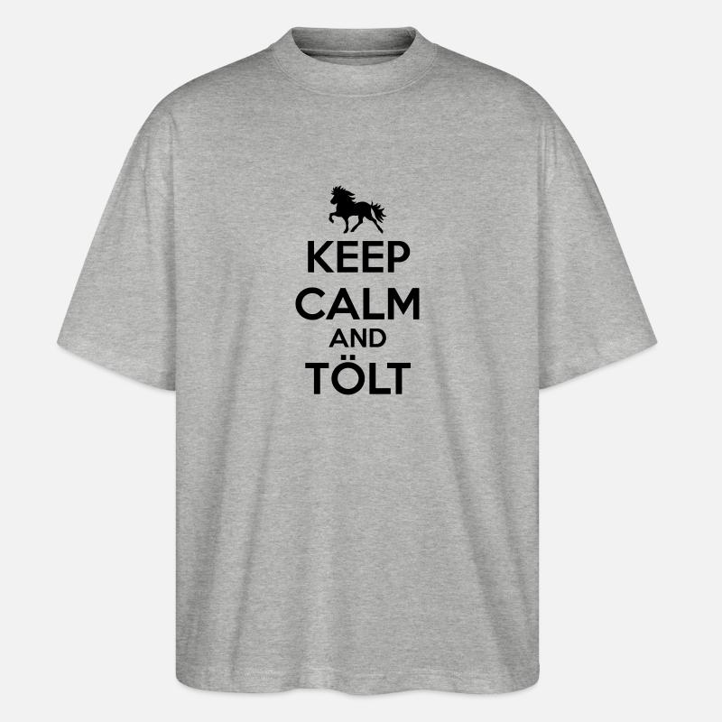 Keep Calm and Tölt - Stanley/Stella Oversized Unisex Bio T-Shirt Blaster 2.0 - Grau meliert