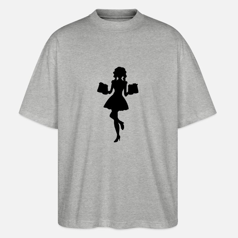 Mensch - Frau mit Bierkrug - Stanley/Stella Oversized Unisex Bio T-Shirt Blaster 2.0 - Grau meliert