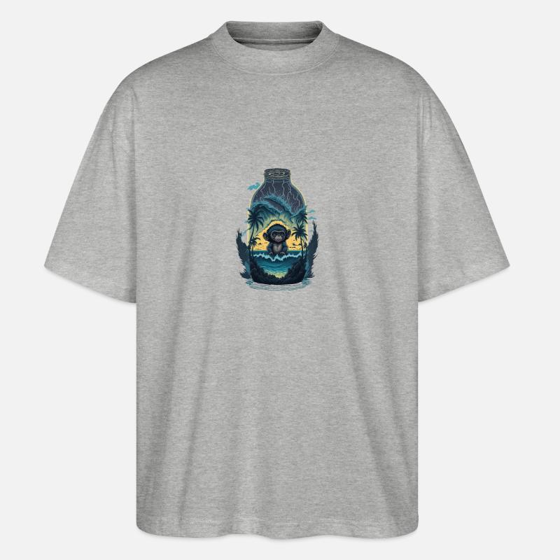 Affe - Stanley/Stella Oversized Unisex Bio T-Shirt Blaster 2.0 - Grau meliert