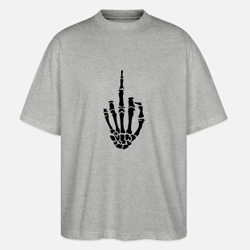 middle finger skull - Stanley/Stella Oversized Unisex Bio T-Shirt Blaster 2.0 - Grau meliert