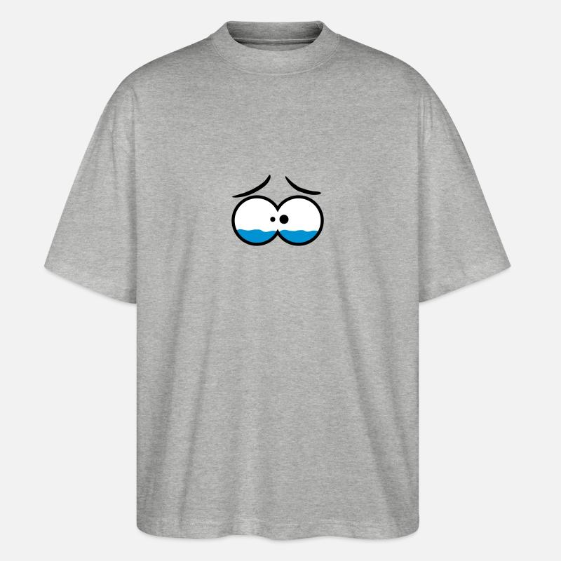 Sad Crying Comic Eyes - Stanley/Stella Oversized Unisex Bio T-Shirt Blaster 2.0 - Grau meliert