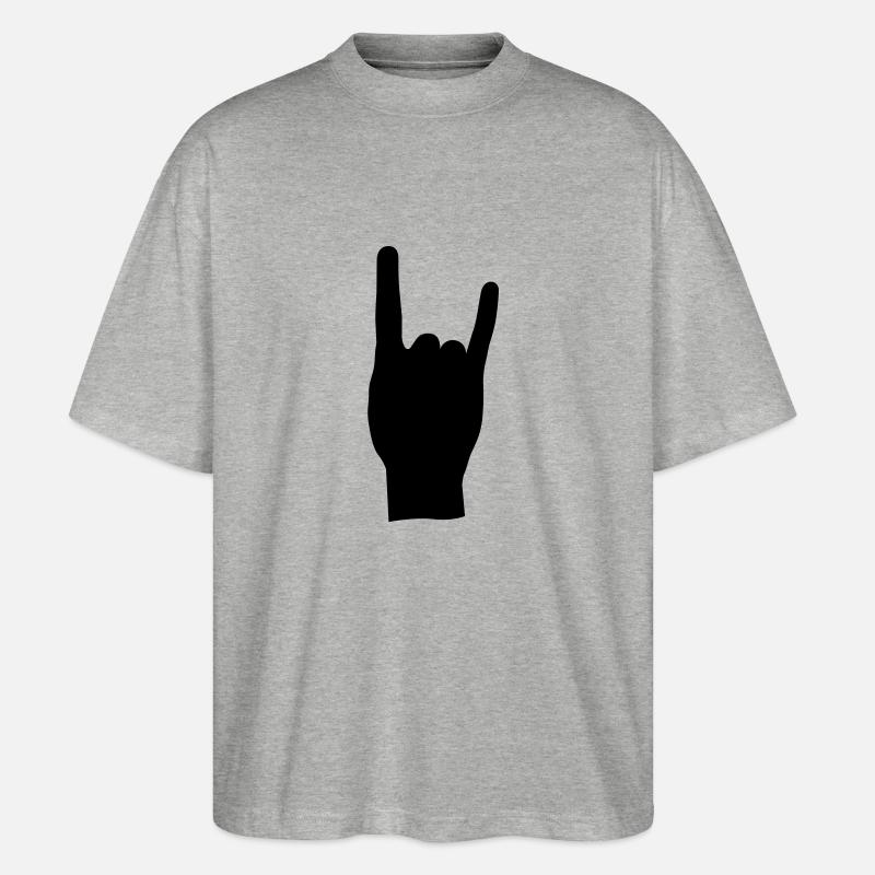 Rock and roll hand de - Stanley/Stella Oversized Unisex Bio T-Shirt Blaster 2.0 - Grau meliert