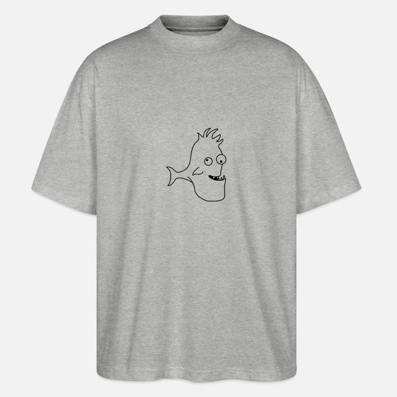 Stupid Crazy Comic Fish - Stanley/Stella Oversized Unisex Bio T-Shirt Blaster 2.0 - Grau meliert