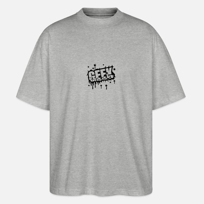 Geek Zerbrochenes Graffiti Design - Stanley/Stella Oversized Unisex Organic T-shirt Blaster 2.0 - heather grey