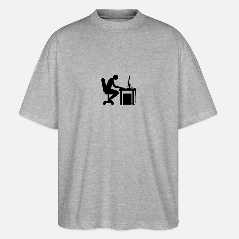 Computer Schreibtisch Nerd - Stanley/Stella Oversized Unisex Bio T-Shirt Blaster 2.0 - Grau meliert