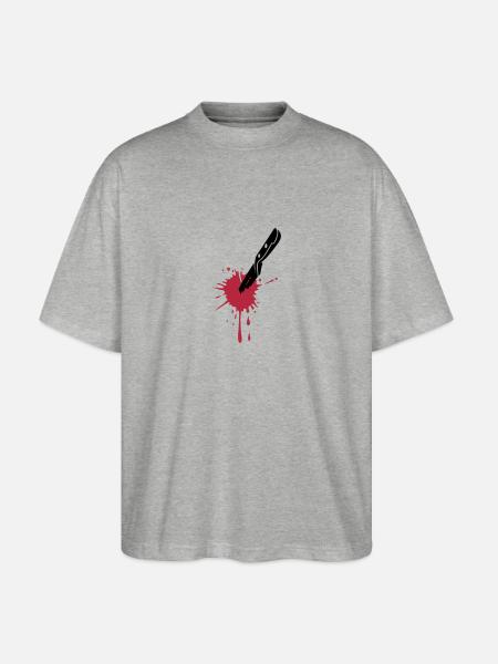 STABBED KNIFE - Stanley/Stella Oversized Unisex Organic T-shirt Blaster 2.0 - heather grey