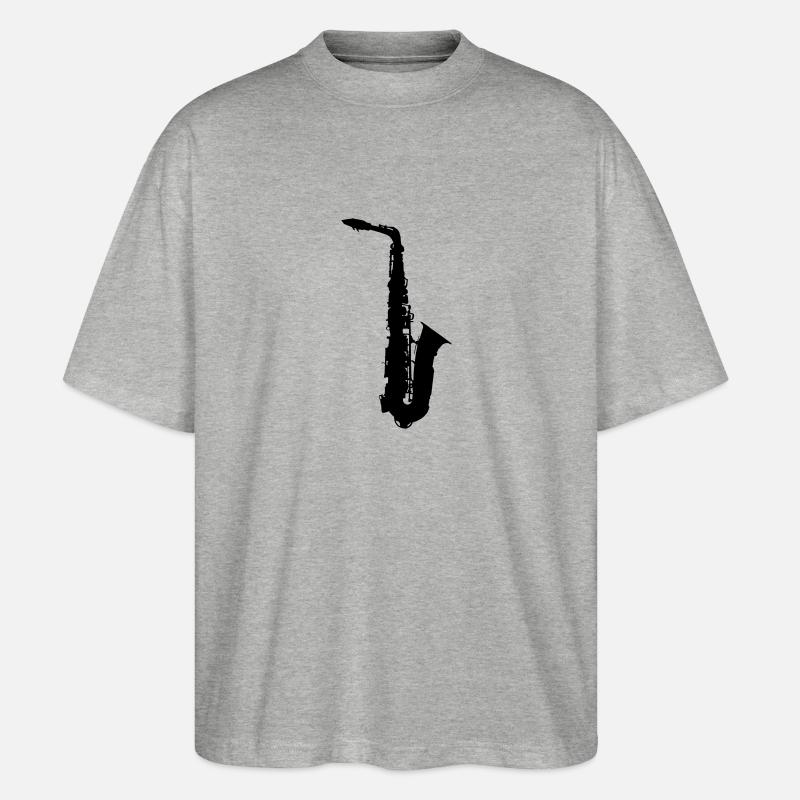 Saxophon - Stanley/Stella Oversized Unisex Bio T-Shirt Blaster 2.0 - Grau meliert