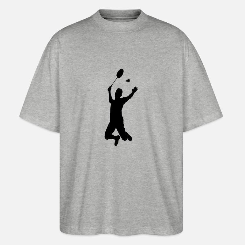 badminton silhouette - Stanley/Stella Oversized Unisex Bio T-Shirt Blaster 2.0 - Grau meliert