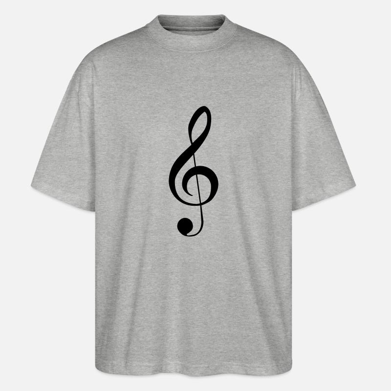 Notenschlüssel Musik Note - Stanley/Stella Oversized Unisex Bio T-Shirt Blaster 2.0 - Grau meliert