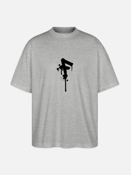 F graffiti drops Farbklex spray - Stanley/Stella Oversized Unisex Organic T-shirt Blaster 2.0 - heather grey