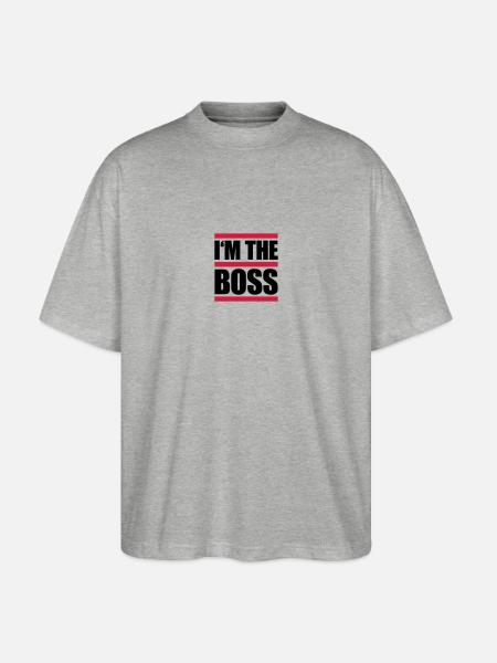 I'm The Boss Lines Logo - Stanley/Stella Oversized Unisex Organic T-shirt Blaster 2.0 - heather grey