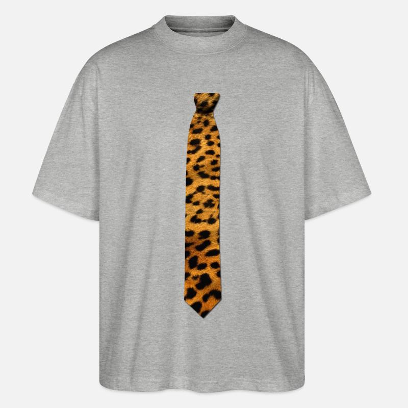 Cravate léopard - T-shirt bio Blaster 2.0 coupe oversize Stanley/Stella Unisexe - gris chiné
