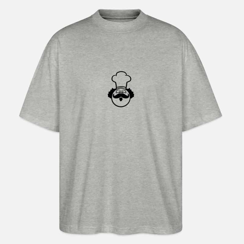 Chefkoch Lustig Smiley Mustache Bart - Stanley/Stella Oversized Unisex Bio T-Shirt Blaster 2.0 - Grau meliert