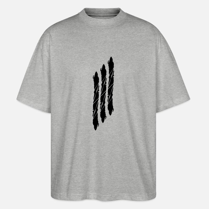 3 traits de franges - T-shirt bio Blaster 2.0 coupe oversize Stanley/Stella Unisexe - gris chiné