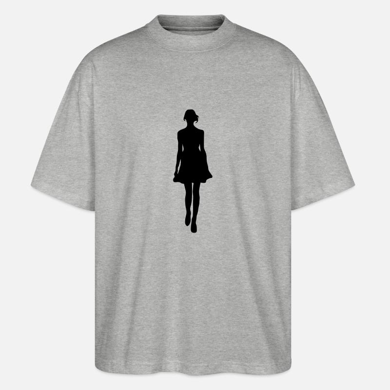 Frau Körper Silhouette Vektor-Design - Stanley/Stella Oversized Unisex Bio T-Shirt Blaster 2.0 - Grau meliert