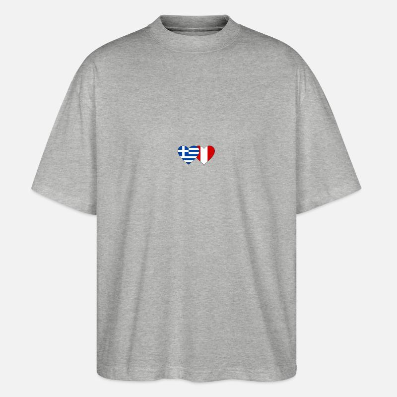 Grèce Pérou Drapeau du Cœur - T-shirt bio Blaster 2.0 coupe oversize Stanley/Stella Unisexe - gris chiné