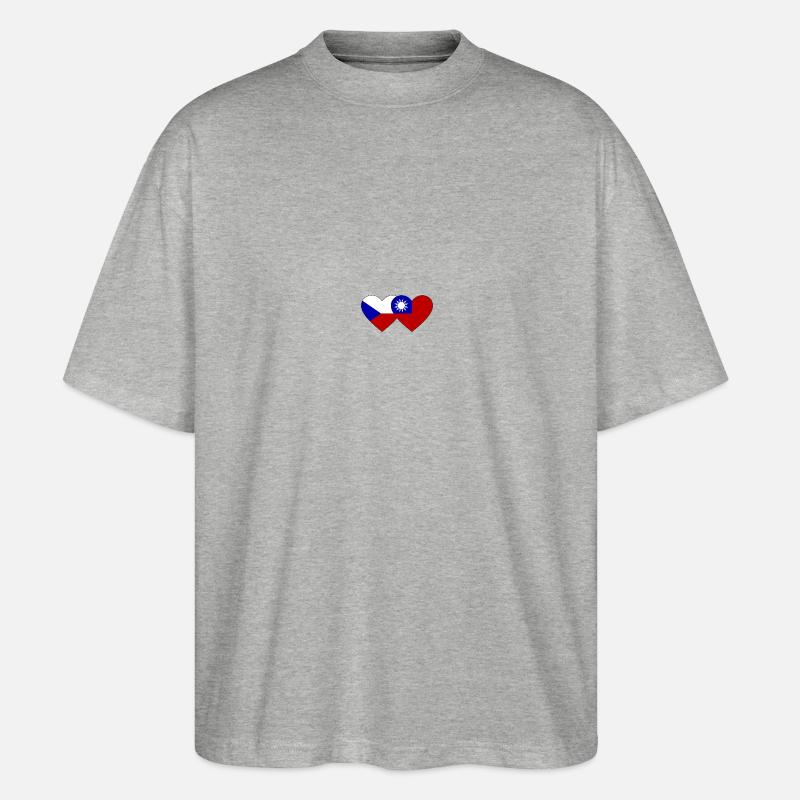 République tchèque Taïwan Flag Heart - T-shirt bio Blaster 2.0 coupe oversize Stanley/Stella Unisexe - gris chiné