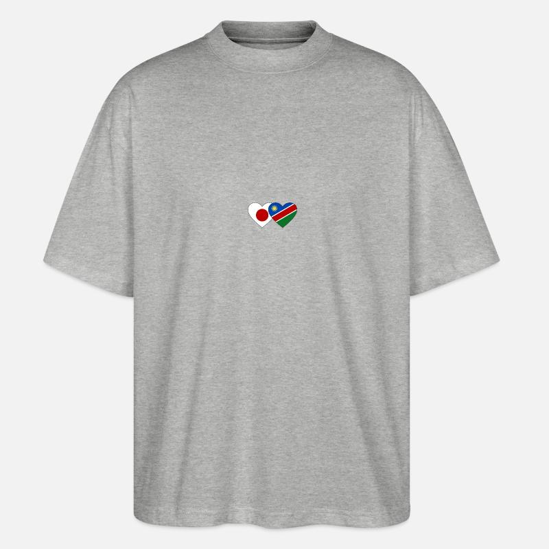 Japan Namibia Flagge Herz - Stanley/Stella Oversized Unisex Bio T-Shirt Blaster 2.0 - Grau meliert