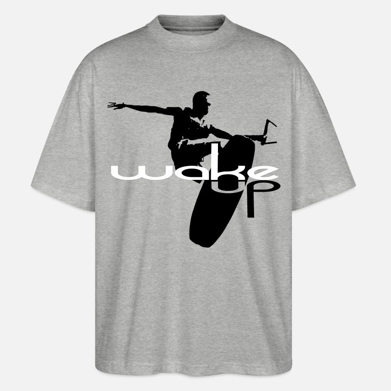 Wakeboard wake up wakeboarding - Stanley/Stella Oversized Unisex Bio T-Shirt Blaster 2.0 - Grau meliert