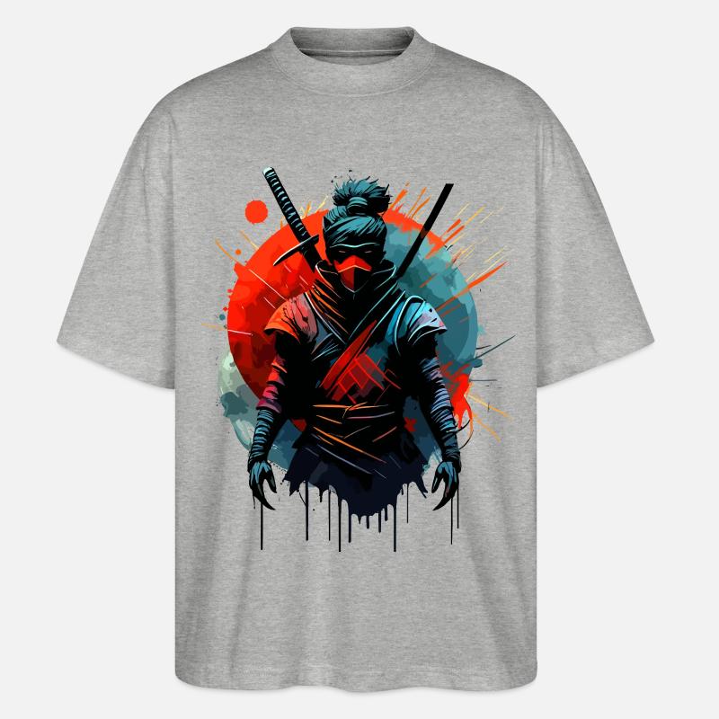 Kriegerischer Ninja Samurai Japan - Stanley/Stella Oversized Unisex Bio T-Shirt Blaster 2.0 - Grau meliert