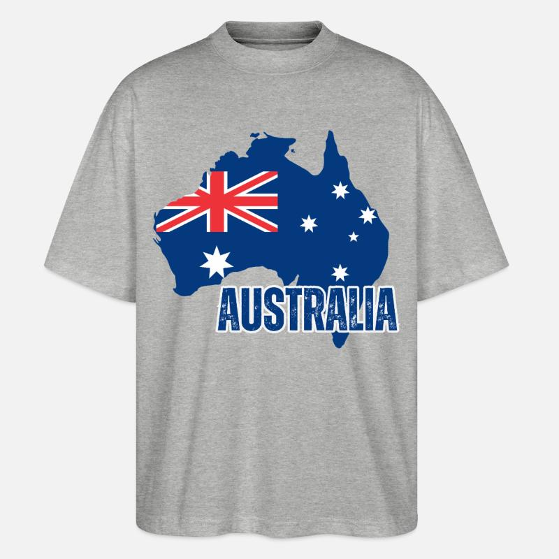 Drapeau australien, fierté australienne - T-shirt bio Blaster 2.0 coupe oversize Stanley/Stella Unisexe - gris chiné