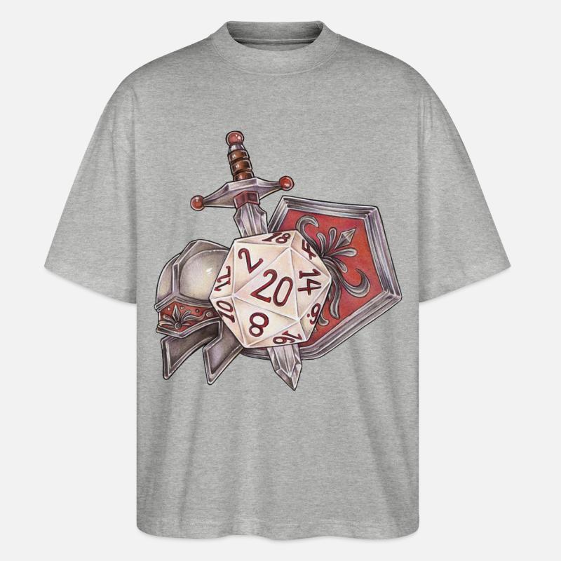 RPG Tabletop D20 Dice Gift Fighter - Stanley/Stella Oversized Unisex Organic T-shirt Blaster 2.0 - heather grey