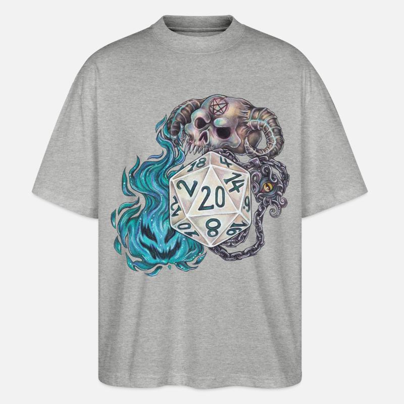 Rollenspiel Tabletop D20 Würfel Geschenk Warlock - Stanley/Stella Oversized Unisex Bio T-Shirt Blaster 2.0 - Grau meliert