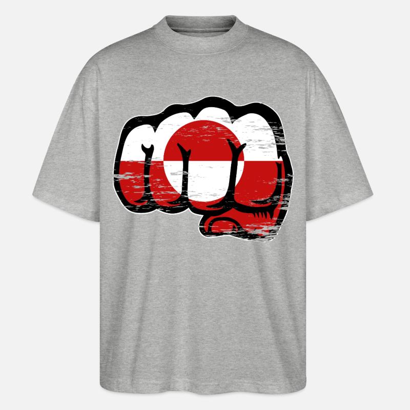 Poing du drapeau du Groenland utilisé - T-shirt bio Blaster 2.0 coupe oversize Stanley/Stella Unisexe - gris chiné