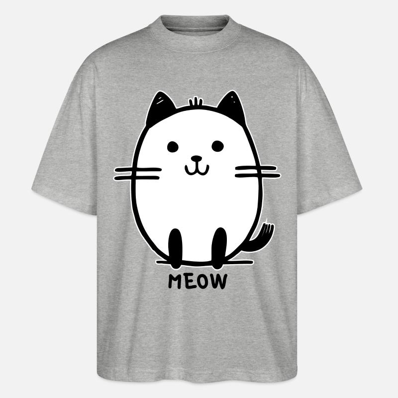 mignon dessin animé miaou chat - T-shirt bio Blaster 2.0 coupe oversize Stanley/Stella Unisexe - gris chiné