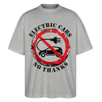 Elektrische auto's Nee Dank U Duidelijke Mening - Stanley/Stella Uniseks oversized bio T-shirt Blaster 2.0 - grijs gemêleerd - Voor - Alina (178cm) & Michal (187cm)
