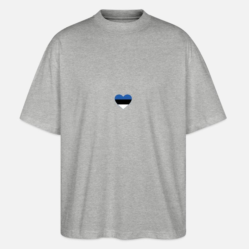 Cœur de drapeau de l’Estonie - T-shirt bio Blaster 2.0 coupe oversize Stanley/Stella Unisexe - gris chiné