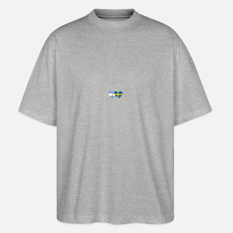 Coeur de drapeau Argentine Suède - T-shirt bio Blaster 2.0 coupe oversize Stanley/Stella Unisexe - gris chiné