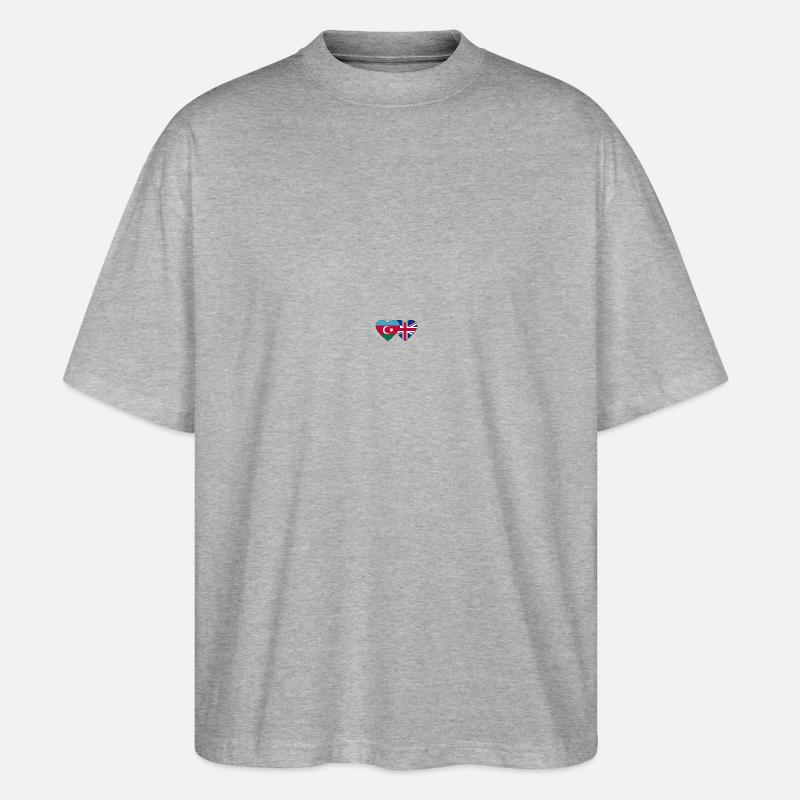 Azerbaïdjan Angleterre Flag Heart - T-shirt bio Blaster 2.0 coupe oversize Stanley/Stella Unisexe - gris chiné