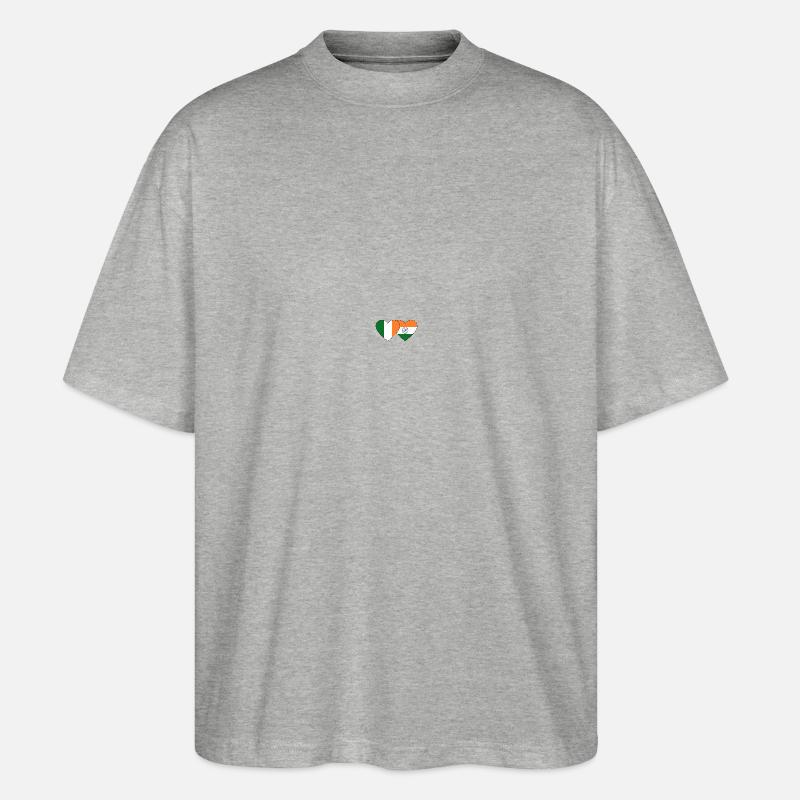 Irlande Inde Flag Heart - T-shirt bio Blaster 2.0 coupe oversize Stanley/Stella Unisexe - gris chiné