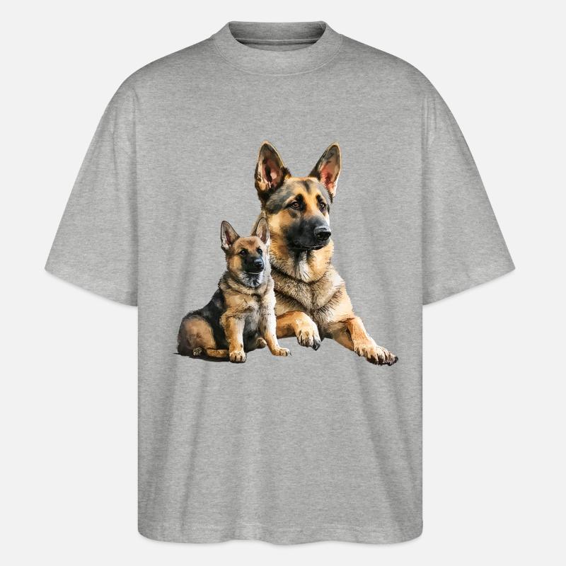 Deutscher Schäferhund Hund Hunderasse - Stanley/Stella Oversized Unisex Bio T-Shirt Blaster 2.0 - Grau meliert