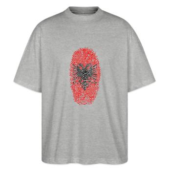 Albania red double-headed eagle Albanian gift - Stanley/Stella Oversized Unisex Organic T-shirt Blaster 2.0 - heather grey - Front - Alina (178cm) & Michal (187cm)