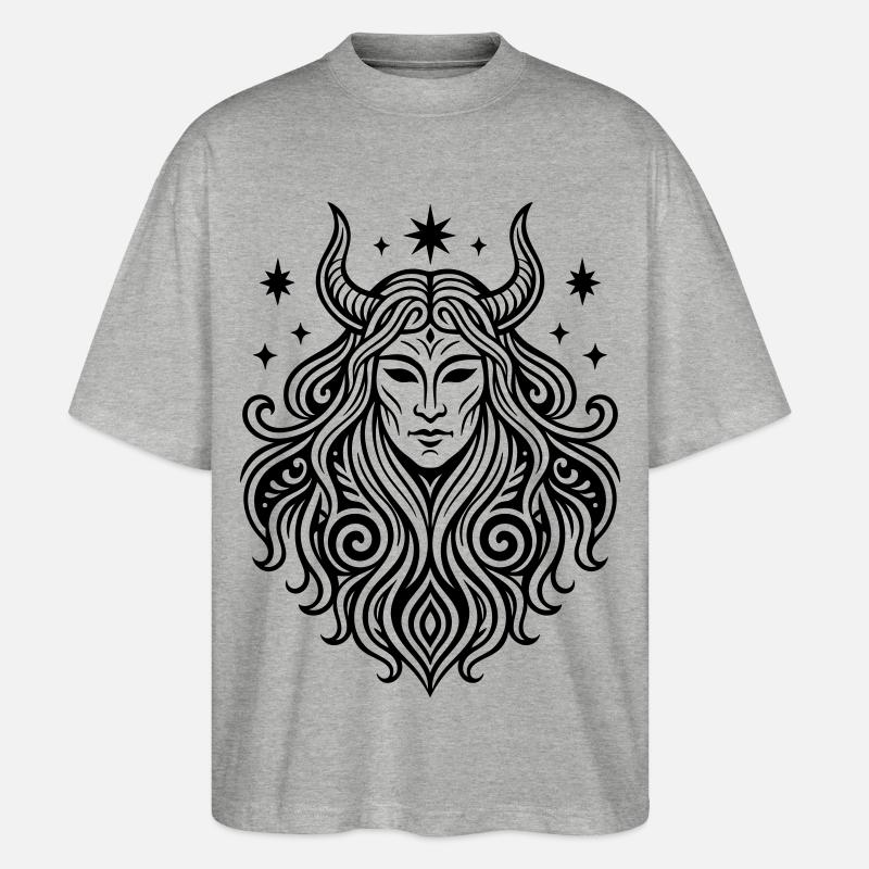 Rauhnächte Perchtenmaske Pagan Symbol - Stanley/Stella Oversized Unisex Bio T-Shirt Blaster 2.0 - Grau meliert